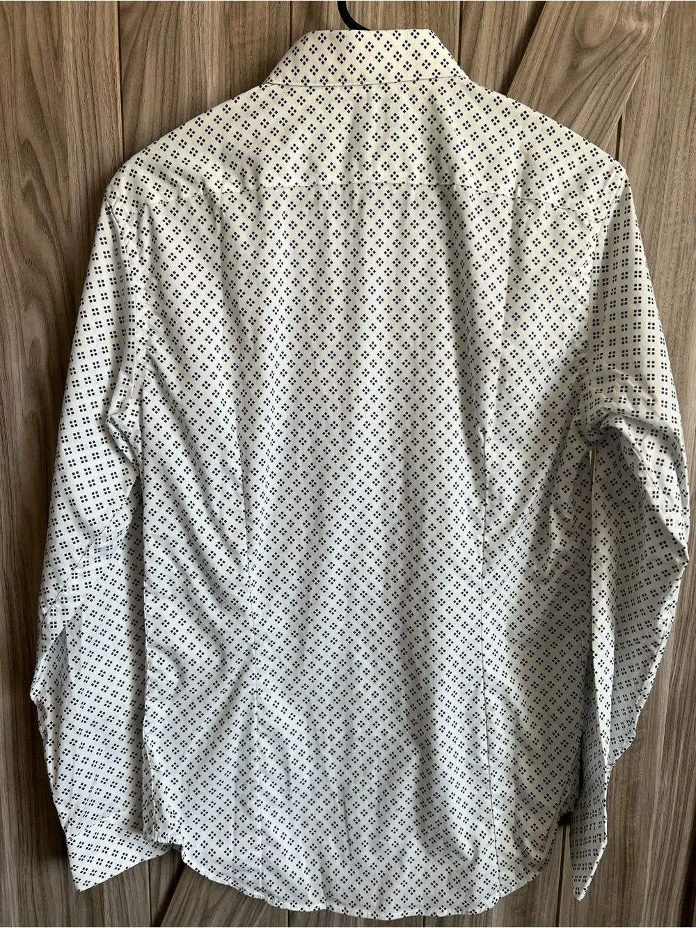 Banana Republic White Dress Shirt with Navy Geometric Print